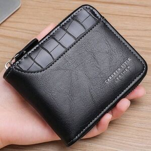 1pc New Men's Wallet Crocodile Grain PU Leather Multi-Function Zipper Casual
